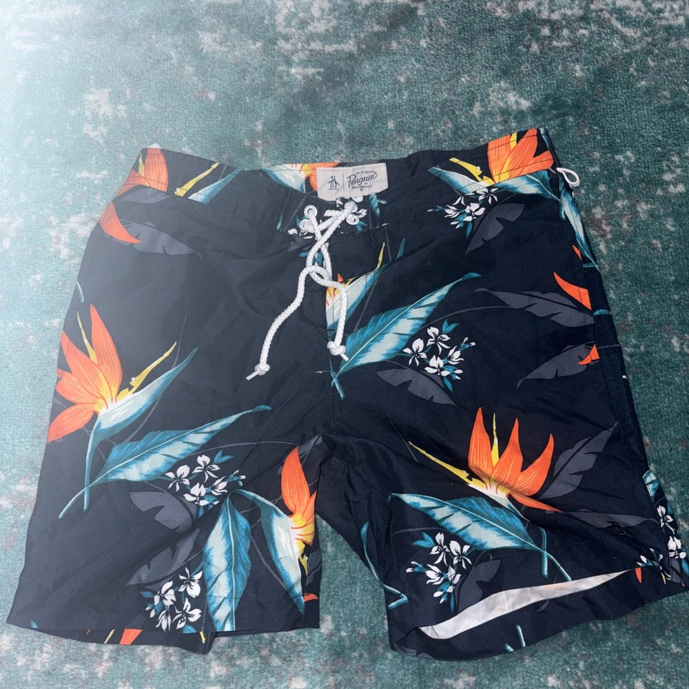 Original Penguin lined Swim Trunks Birds of Paradise 29